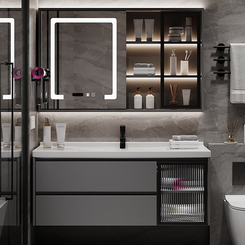 Contemporary Sink Vanity Bathroom Vanity Cabinet with Mirror Cabinet Clearhalo 'Bathroom Remodel & Bathroom Fixtures' 'Bathroom Vanities' 'bathroom_vanities' 'Home Improvement' 'home_improvement' 'home_improvement_bathroom_vanities' 1200x1200_eb54c9cf-453a-4ba7-8197-13bb77c22ff0