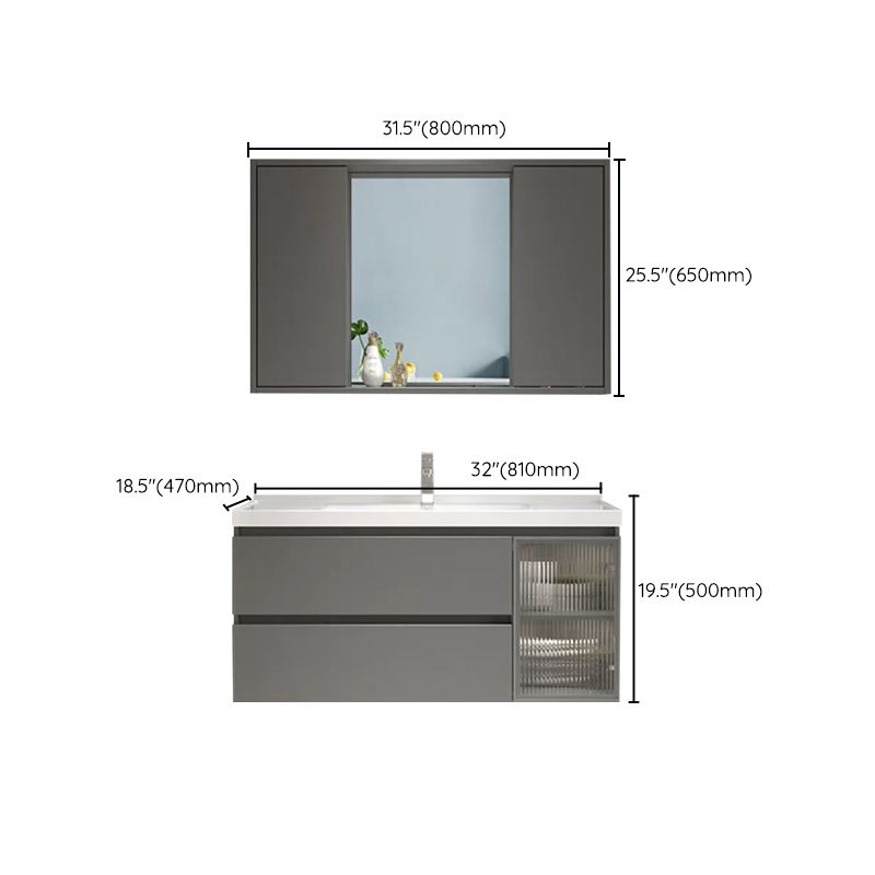Glam Bathroom Vanity Set Wall Mount Bathroom Sink Vanity with Mirror Clearhalo 'Bathroom Remodel & Bathroom Fixtures' 'Bathroom Vanities' 'bathroom_vanities' 'Home Improvement' 'home_improvement' 'home_improvement_bathroom_vanities' 1200x1200_eb6b9564-ded0-4e2d-8920-202ecf203c70