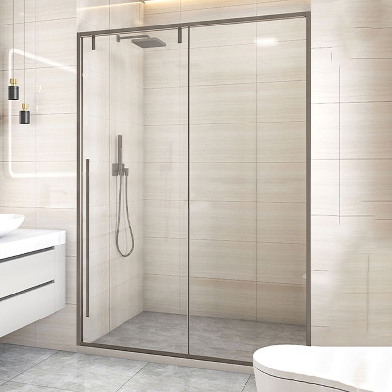 Semi Frameless Single Move Thickened Tempered Glass Shower Door Clearhalo 'Bathroom Remodel & Bathroom Fixtures' 'Home Improvement' 'home_improvement' 'home_improvement_shower_tub_doors' 'Shower and Tub Doors' 'shower_tub_doors' 'Showers & Bathtubs' 1200x1200_eb7c62b4-843a-434a-bf4f-cc1580128ba4