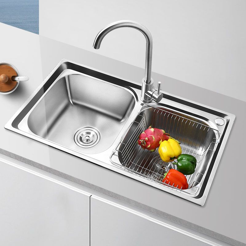 Modern Style Kitchen Sink Stainless Steel Kitchen Double Sink with Faucet Clearhalo 'Home Improvement' 'home_improvement' 'home_improvement_kitchen_sinks' 'Kitchen Remodel & Kitchen Fixtures' 'Kitchen Sinks & Faucet Components' 'Kitchen Sinks' 'kitchen_sinks' 1200x1200_ebc25bd7-457c-4677-95ce-a6ca051f718c