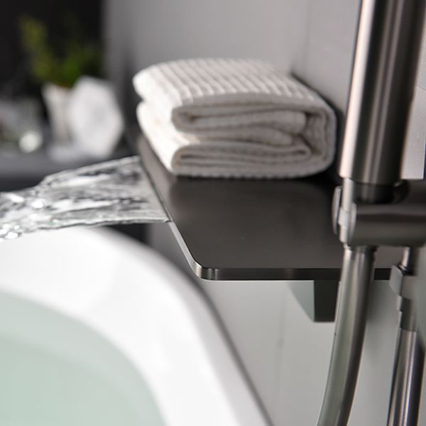 Bathroom Tub Spout Waterfall Wall Mounted Fixed Bathtub Faucet with Hose Clearhalo 'Bathroom Remodel & Bathroom Fixtures' 'Bathtub Faucets' 'bathtub_faucets' 'Home Improvement' 'home_improvement' 'home_improvement_bathtub_faucets' 1200x1200_ebc318f3-bd32-4813-9e9d-aeeefdba0ae1