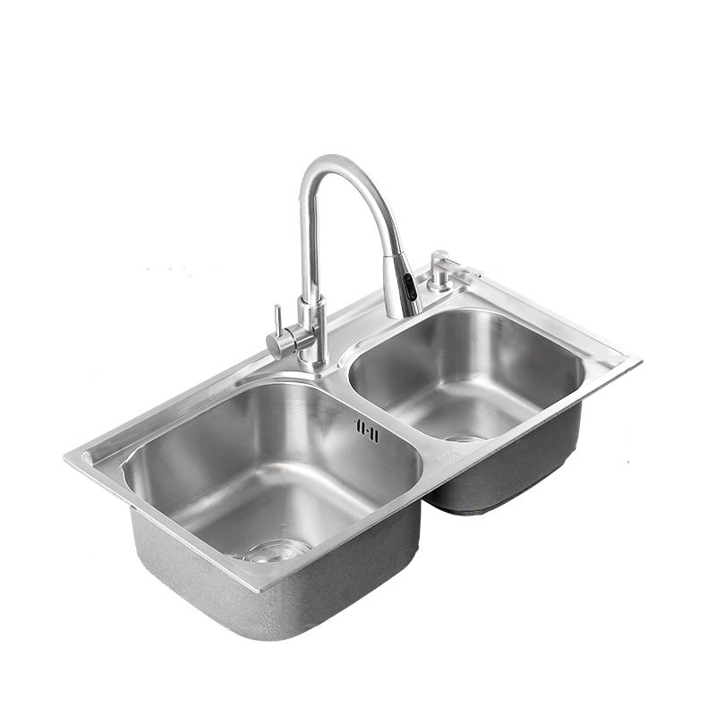 Dirt Resistant Kitchen Double Sink Stainless Steel Drop-In Kitchen Sink Clearhalo 'Home Improvement' 'home_improvement' 'home_improvement_kitchen_sinks' 'Kitchen Remodel & Kitchen Fixtures' 'Kitchen Sinks & Faucet Components' 'Kitchen Sinks' 'kitchen_sinks' 1200x1200_ebcb16fe-98d2-418b-b0ae-fa355a9151f9