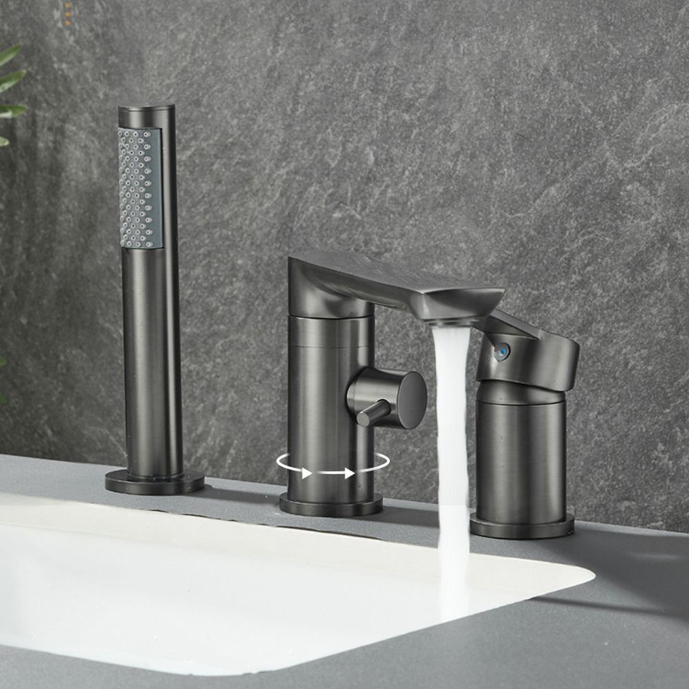 Modern Bathroom Faucet Two Handle Temperature Control Bathtub Faucet Clearhalo 'Bathroom Remodel & Bathroom Fixtures' 'Bathtub Faucets' 'bathtub_faucets' 'Home Improvement' 'home_improvement' 'home_improvement_bathtub_faucets' 1200x1200_ebdfceea-6409-4587-94bd-a26127a5346a