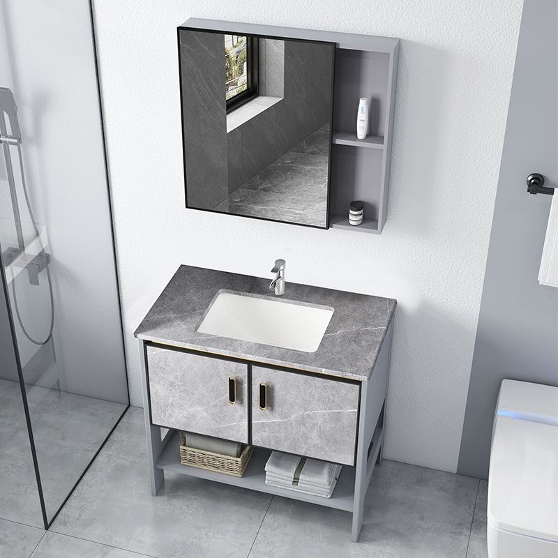 Modern Aluminium Faucet Included Bathroom Sink Vanity with Soft Close Door Clearhalo 'Bathroom Remodel & Bathroom Fixtures' 'Bathroom Vanities' 'bathroom_vanities' 'Home Improvement' 'home_improvement' 'home_improvement_bathroom_vanities' 1200x1200_ebe76202-3ab3-4b86-b6bb-93d0a9e6629e