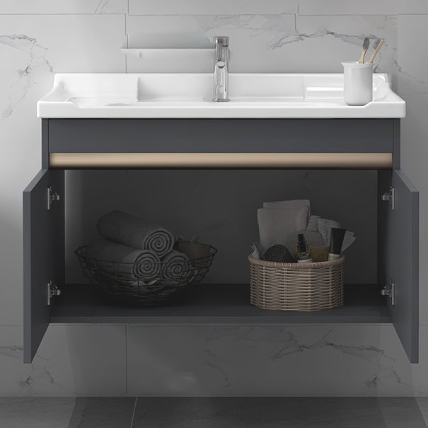 Modern Sink Vanity Wall Mount Gray Metal Base Single-Sink Oval Vanity Set Clearhalo 'Bathroom Remodel & Bathroom Fixtures' 'Bathroom Vanities' 'bathroom_vanities' 'Home Improvement' 'home_improvement' 'home_improvement_bathroom_vanities' 1200x1200_ebfee239-f894-49e1-93fe-e1a3d50cc121