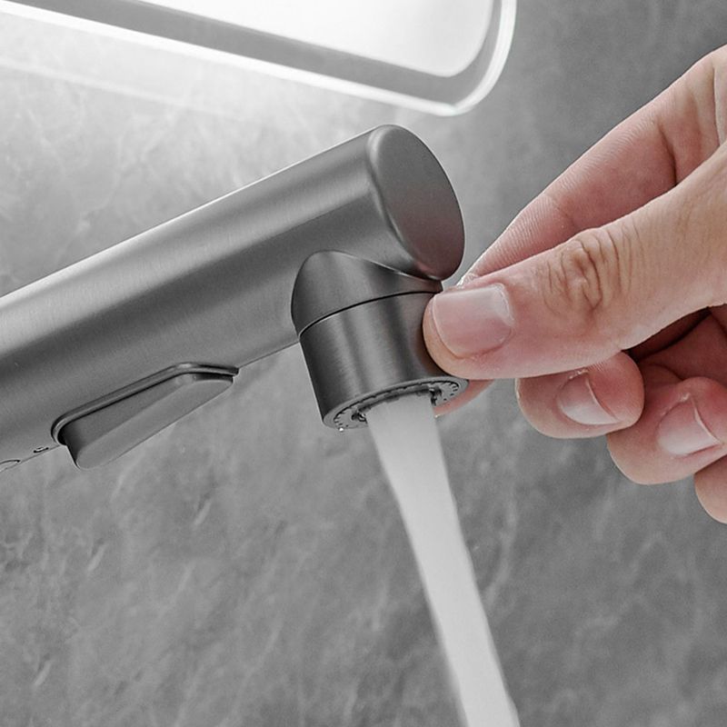 Modern Style Retractable Vessel Faucet Single-handle Low Arc Copper Vessel Faucet Clearhalo 'Bathroom Remodel & Bathroom Fixtures' 'Bathroom Sink Faucets' 'Bathroom Sinks & Faucet Components' 'bathroom_sink_faucets' 'Home Improvement' 'home_improvement' 'home_improvement_bathroom_sink_faucets' 1200x1200_ec2094b3-4eb7-4390-951d-298a98035539