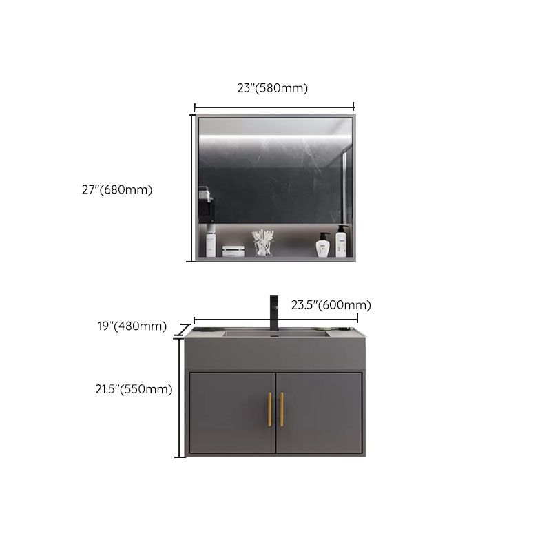 Grey Wall Mounted Standard Wood Modern Bathroom Sink Vanity Clearhalo 'Bathroom Remodel & Bathroom Fixtures' 'Bathroom Vanities' 'bathroom_vanities' 'Home Improvement' 'home_improvement' 'home_improvement_bathroom_vanities' 1200x1200_ec3b4314-7ad6-4654-b286-0d7d9b7f0874