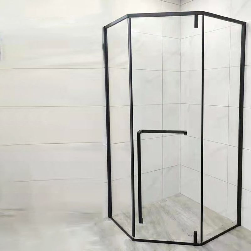 Transparent Diamond Shape Glass Shower Bath Door Metal Black Framed Shower Door Clearhalo 'Bathroom Remodel & Bathroom Fixtures' 'Home Improvement' 'home_improvement' 'home_improvement_shower_tub_doors' 'Shower and Tub Doors' 'shower_tub_doors' 'Showers & Bathtubs' 1200x1200_ec4d136b-7594-44dc-9052-8d401122ed1f