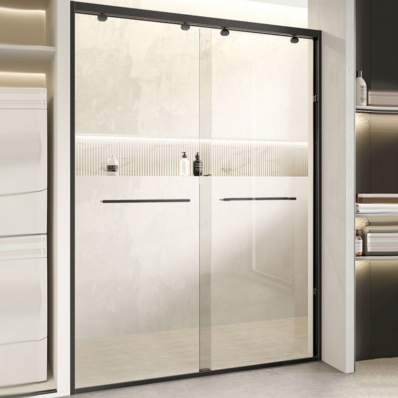 Double Sliding Shower Door Semi Frameless Shower Door with Stainless Steel Frame Clearhalo 'Bathroom Remodel & Bathroom Fixtures' 'Home Improvement' 'home_improvement' 'home_improvement_shower_tub_doors' 'Shower and Tub Doors' 'shower_tub_doors' 'Showers & Bathtubs' 1200x1200_ec54ef40-ee30-42dd-a32a-161d364d629e