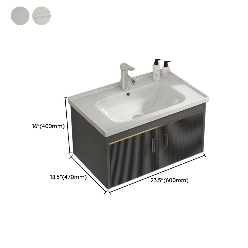Glam Vanity Single Sink Wall Mounted 2 Doors Metal Frame Rectangular Vanity with Mirror Clearhalo 'Bathroom Remodel & Bathroom Fixtures' 'Bathroom Vanities' 'bathroom_vanities' 'Home Improvement' 'home_improvement' 'home_improvement_bathroom_vanities' 1200x1200_ec56e1ba-6918-43ef-8df9-59b1af169fba