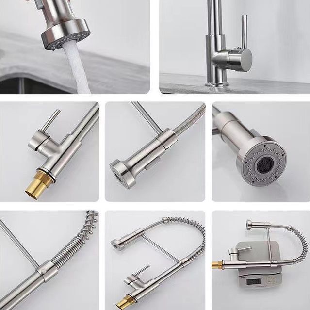 Modern Farmhouse One Handle Spring Spout Kitchen Faucet High Arch Water Filler Clearhalo 'Home Improvement' 'home_improvement' 'home_improvement_kitchen_faucets' 'Kitchen Faucets' 'Kitchen Remodel & Kitchen Fixtures' 'Kitchen Sinks & Faucet Components' 'kitchen_faucets' 1200x1200_ec63abf1-c4ed-49ab-a7a6-21585a5d15e9