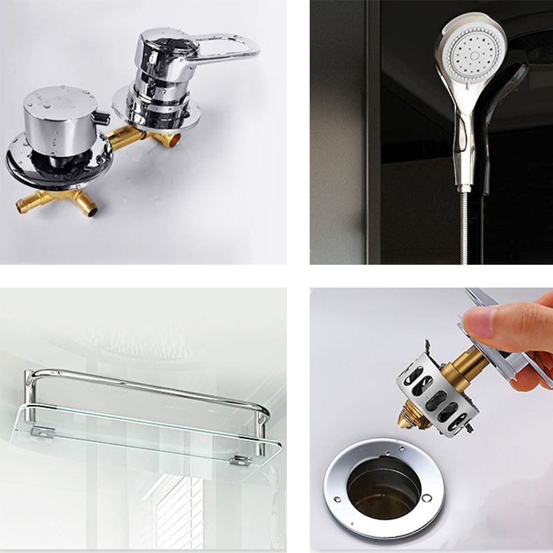 Contemporary Shower Stall Black Framed Tempered Glass Shower Stall Clearhalo 'Bathroom Remodel & Bathroom Fixtures' 'Home Improvement' 'home_improvement' 'home_improvement_shower_stalls_enclosures' 'Shower Stalls & Enclosures' 'shower_stalls_enclosures' 'Showers & Bathtubs' 1200x1200_ec7657ef-3e57-4f3d-b02e-b735f115452b