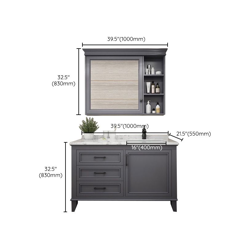 Modern Gray Sink Vanity Freestanding Wooden Bathroom Vanity with Drawers Clearhalo 'Bathroom Remodel & Bathroom Fixtures' 'Bathroom Vanities' 'bathroom_vanities' 'Home Improvement' 'home_improvement' 'home_improvement_bathroom_vanities' 1200x1200_ec7a7353-350b-44df-a38f-5275b4aa4cb9