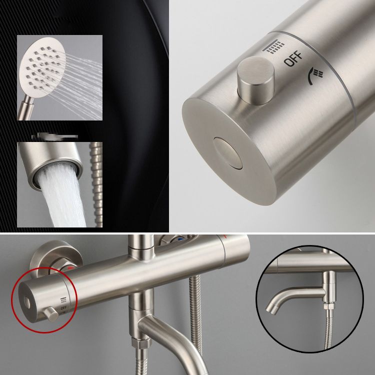 Modern Shower Set Stainless Steel Temperature Control Wall Mounted Shower Combo Clearhalo 'Bathroom Remodel & Bathroom Fixtures' 'Home Improvement' 'home_improvement' 'home_improvement_shower_faucets' 'Shower Faucets & Systems' 'shower_faucets' 'Showers & Bathtubs Plumbing' 'Showers & Bathtubs' 1200x1200_ec84bd8d-f61f-4811-899b-5bc747478efa