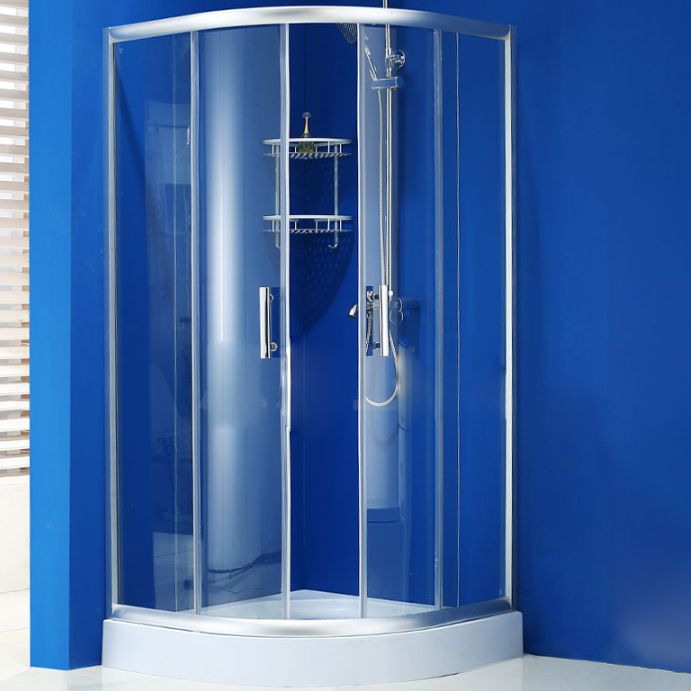 Round Double Sliding Door Shower Enclosure Tempered Glass Shower Enclosure Clearhalo 'Bathroom Remodel & Bathroom Fixtures' 'Home Improvement' 'home_improvement' 'home_improvement_shower_stalls_enclosures' 'Shower Stalls & Enclosures' 'shower_stalls_enclosures' 'Showers & Bathtubs' 1200x1200_ec98e2c2-a265-46a3-a9a2-8c5a657fdb4e