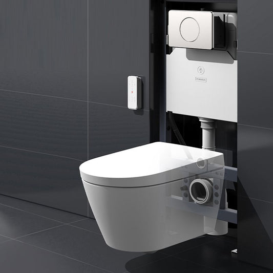 White Ceramic Elongated Wall Mounted Bidet with Heated Seat and Warm Air Dryer Clearhalo 'Bathroom Remodel & Bathroom Fixtures' 'Bidets' 'Home Improvement' 'home_improvement' 'home_improvement_bidets' 'Toilets & Bidets' 1200x1200_ec9b5d7c-2ee0-4054-a370-8677d24e7a33