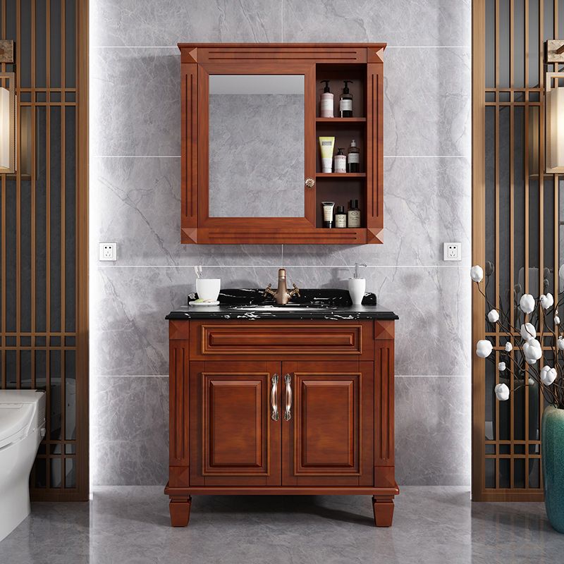 Traditional Wooden Sink Vanity Mirror Cabinet Vanity Cabinet with Storage Shelving Clearhalo 'Bathroom Remodel & Bathroom Fixtures' 'Bathroom Vanities' 'bathroom_vanities' 'Home Improvement' 'home_improvement' 'home_improvement_bathroom_vanities' 1200x1200_ecb02540-3f01-4532-8906-8a9151122226