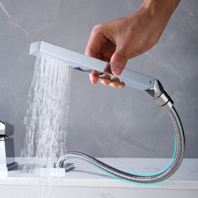 Modern Swivel Bathroom Faucet Low Arc Deck Mounted Bathtub Faucet Clearhalo 'Bathroom Remodel & Bathroom Fixtures' 'Bathtub Faucets' 'bathtub_faucets' 'Home Improvement' 'home_improvement' 'home_improvement_bathtub_faucets' 1200x1200_ece18d99-28a9-497c-8a6b-3f02ae617ae6