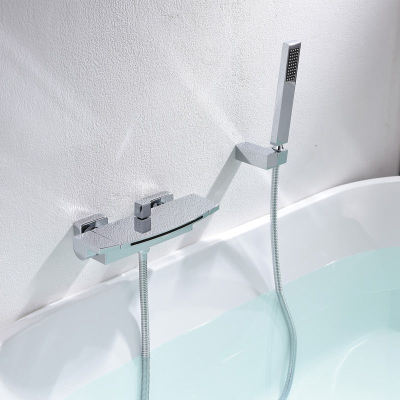 Classic Bath Faucet Solid Color Wall Mounted Waterfall Bathroom Faucet Clearhalo 'Bathroom Remodel & Bathroom Fixtures' 'Bathtub Faucets' 'bathtub_faucets' 'Home Improvement' 'home_improvement' 'home_improvement_bathtub_faucets' 1200x1200_ed04ad94-e859-4207-967d-7cf40deab3dd