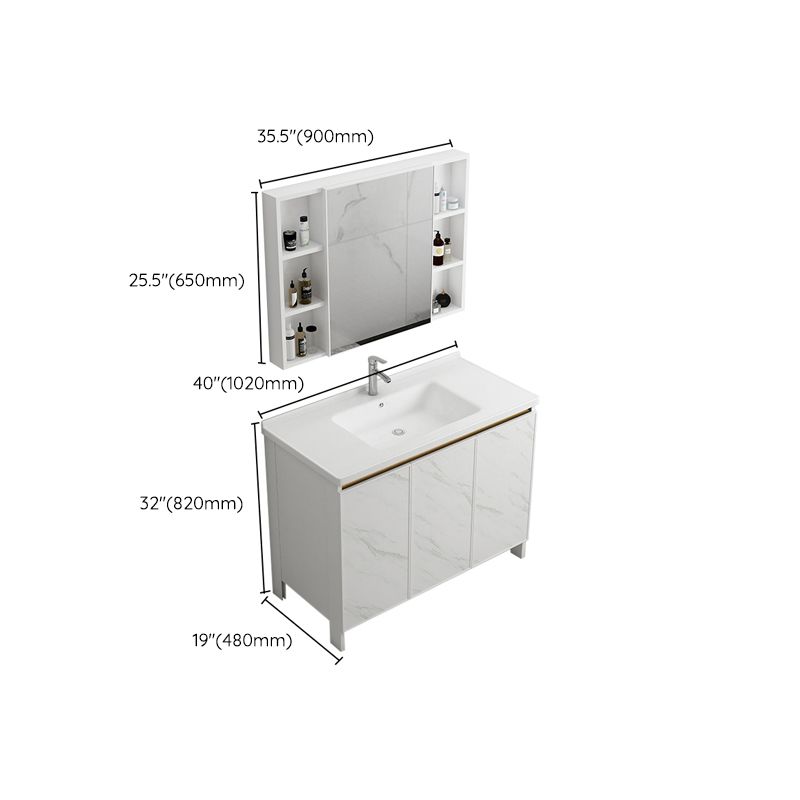 Modern White Metal Base Vanity Single Freestanding Rectangular Sink Vanity Clearhalo 'Bathroom Remodel & Bathroom Fixtures' 'Bathroom Vanities' 'bathroom_vanities' 'Home Improvement' 'home_improvement' 'home_improvement_bathroom_vanities' 1200x1200_ed15028c-c84c-4aa0-a8e6-3439dfeb974b