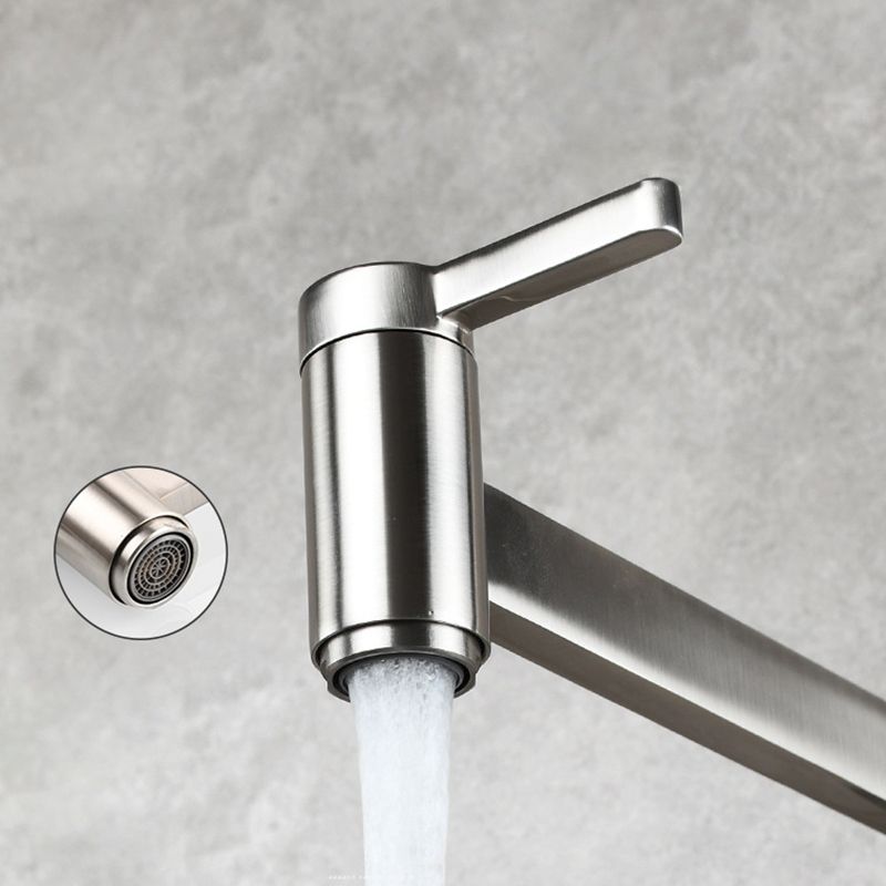 1-Handle Brushed Nickel Widespread Faucet 1 Hole Wall Mounted Bathroom Faucet with Brass Clearhalo 'Bathroom Remodel & Bathroom Fixtures' 'Bathroom Sink Faucets' 'Bathroom Sinks & Faucet Components' 'bathroom_sink_faucets' 'Home Improvement' 'home_improvement' 'home_improvement_bathroom_sink_faucets' 1200x1200_ed168b25-b9de-4209-a255-a26e64b801ff