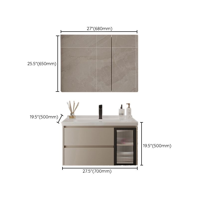 2 Drawers Vanity Wood Frame Wall Mount Rectangle Single Sink Bathroom Vanity with Mirror Clearhalo 'Bathroom Remodel & Bathroom Fixtures' 'Bathroom Vanities' 'bathroom_vanities' 'Home Improvement' 'home_improvement' 'home_improvement_bathroom_vanities' 1200x1200_ed2bf3d9-e95d-44a2-b732-3bfdd080b6c9