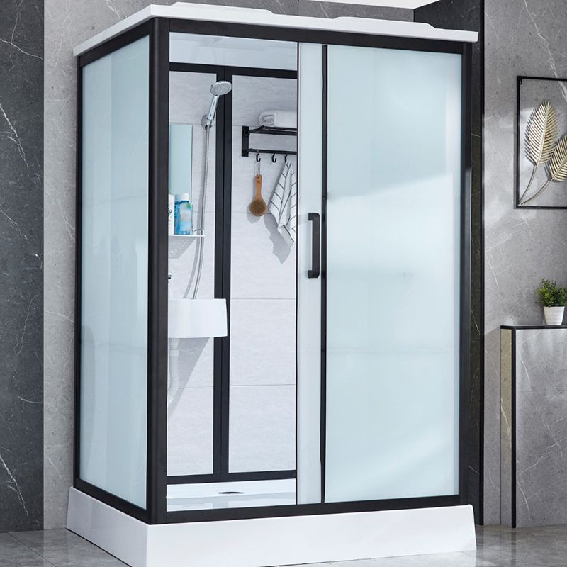One Piece Tempered Glass Single Sliding Shower Kit White Frame Shower Enclosure Clearhalo 'Bathroom Remodel & Bathroom Fixtures' 'Home Improvement' 'home_improvement' 'home_improvement_shower_stalls_enclosures' 'Shower Stalls & Enclosures' 'shower_stalls_enclosures' 'Showers & Bathtubs' 1200x1200_ed2c43e0-0202-40f7-80fa-18e23fb8722e