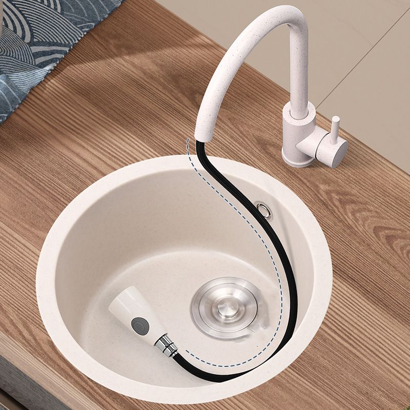 Round Kitchen Sink Quartz Single Bowl Kitchen Sink with Drain Assembly Clearhalo 'Home Improvement' 'home_improvement' 'home_improvement_kitchen_sinks' 'Kitchen Remodel & Kitchen Fixtures' 'Kitchen Sinks & Faucet Components' 'Kitchen Sinks' 'kitchen_sinks' 1200x1200_ed4a1563-e7b8-407c-aad3-33ab7d40b9ba