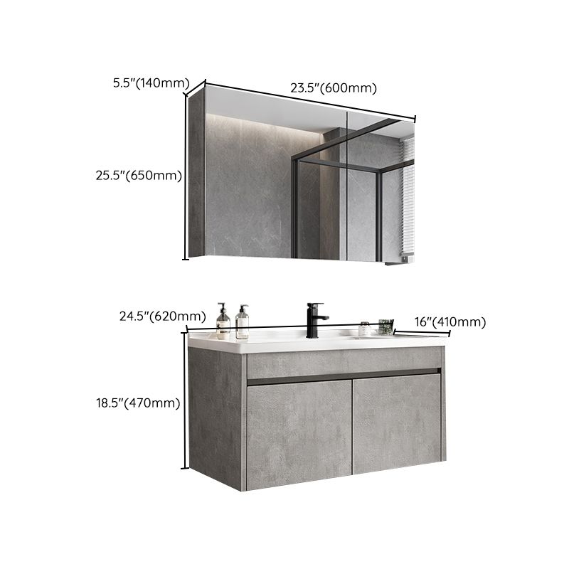 Gray Modern Bathroom Vanity Single-Sink Rectangular Wall Mount Vanity Set Clearhalo 'Bathroom Remodel & Bathroom Fixtures' 'Bathroom Vanities' 'bathroom_vanities' 'Home Improvement' 'home_improvement' 'home_improvement_bathroom_vanities' 1200x1200_ed4f2f31-b3e5-4a3b-8c29-e6f98c79dccb