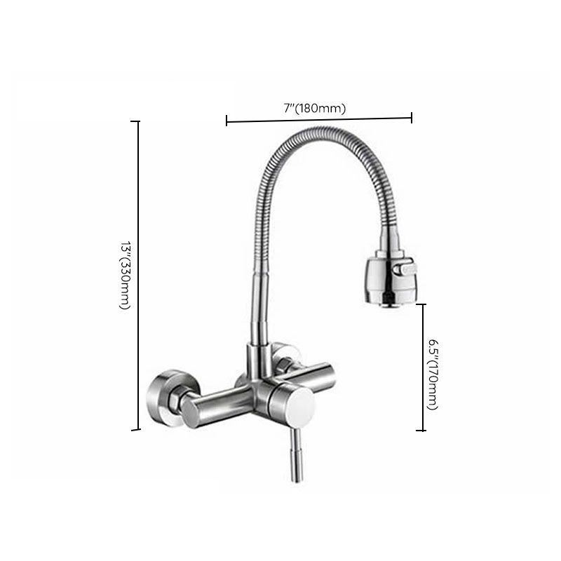 Contemporary Two Handles Kitchen Faucet Pull-down Metal Wall-mounted Faucet Clearhalo 'Home Improvement' 'home_improvement' 'home_improvement_kitchen_faucets' 'Kitchen Faucets' 'Kitchen Remodel & Kitchen Fixtures' 'Kitchen Sinks & Faucet Components' 'kitchen_faucets' 1200x1200_ed515693-9902-4551-a709-646098a3a51d