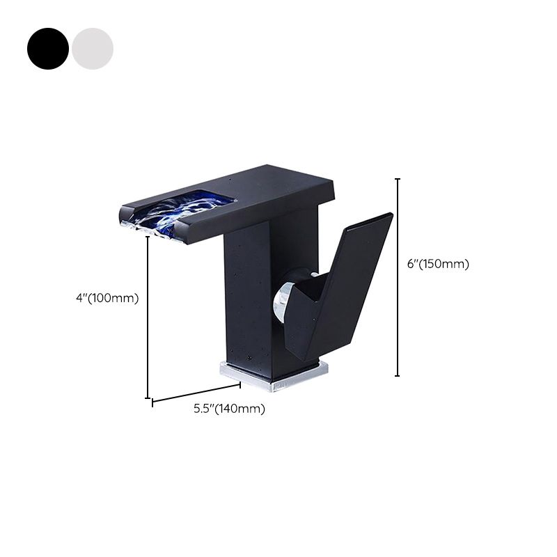 Modern Vessel Sink Faucet Brass Lever Handles LED Waterfall Basin Lavatory Faucet Clearhalo 'Bathroom Remodel & Bathroom Fixtures' 'Bathroom Sink Faucets' 'Bathroom Sinks & Faucet Components' 'bathroom_sink_faucets' 'Home Improvement' 'home_improvement' 'home_improvement_bathroom_sink_faucets' 1200x1200_ed6a6757-09f6-45c9-a04b-14ac076bb2ee