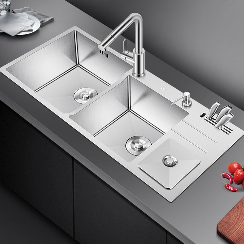 Modern Style Kitchen Sink Dirt Resistant Drop-In Sink with Drain Strainer Kit Clearhalo 'Home Improvement' 'home_improvement' 'home_improvement_kitchen_sinks' 'Kitchen Remodel & Kitchen Fixtures' 'Kitchen Sinks & Faucet Components' 'Kitchen Sinks' 'kitchen_sinks' 1200x1200_ed75beaf-992d-48a3-8745-636dad0d66fe