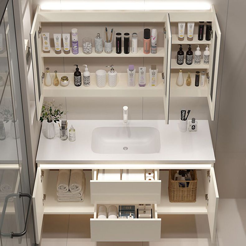 Wall Mount Wood Sink Vanity Modern Bathroom Vanity Set with Mirror Clearhalo 'Bathroom Remodel & Bathroom Fixtures' 'Bathroom Vanities' 'bathroom_vanities' 'Home Improvement' 'home_improvement' 'home_improvement_bathroom_vanities' 1200x1200_ed774db6-24ad-4770-bc89-806adc64f063