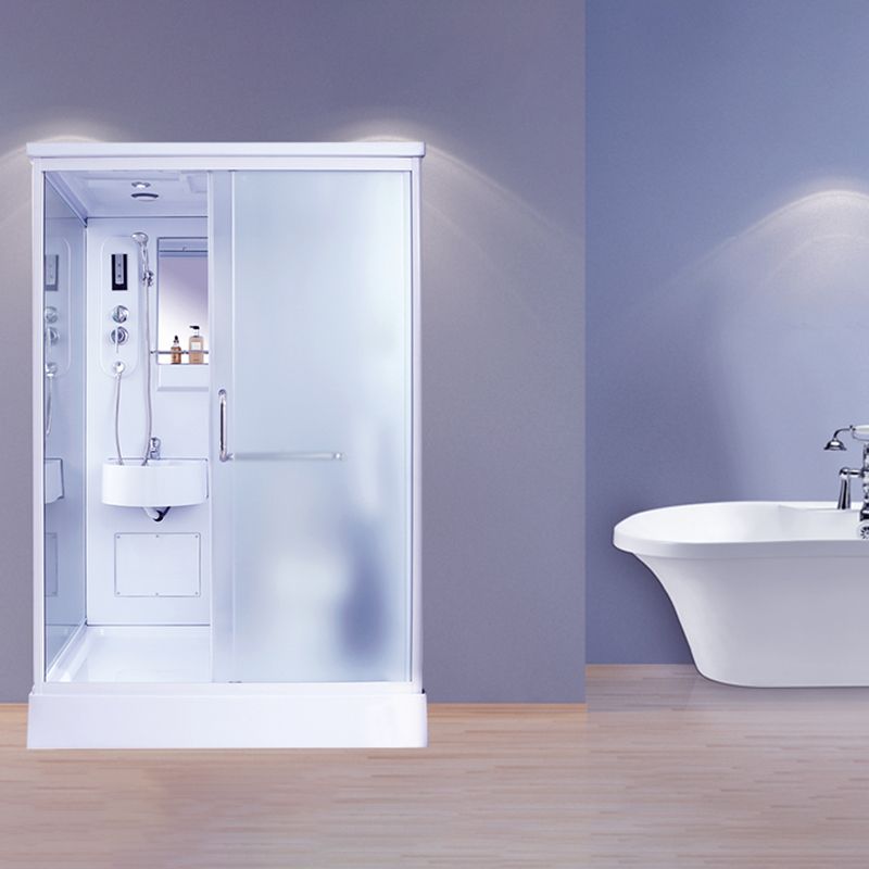 Contemporary Frosted Shower Stall Framed Single Sliding Shower Stall Clearhalo 'Bathroom Remodel & Bathroom Fixtures' 'Home Improvement' 'home_improvement' 'home_improvement_shower_stalls_enclosures' 'Shower Stalls & Enclosures' 'shower_stalls_enclosures' 'Showers & Bathtubs' 1200x1200_ed8bdaa6-2e9d-4520-8fa5-a7062e273ae9