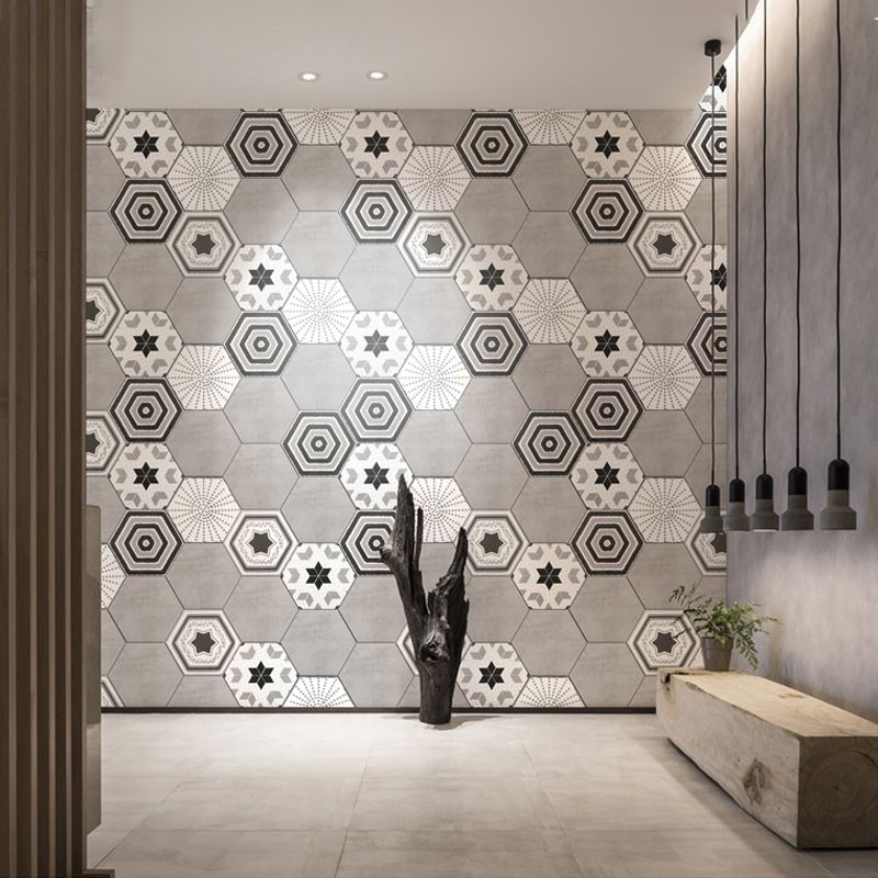 Modern Style Indoor Tile Hexagon Living Room Spanish Polished Wall Tile Clearhalo 'Floor Tiles & Wall Tiles' 'floor_tiles_wall_tiles' 'Flooring 'Home Improvement' 'home_improvement' 'home_improvement_floor_tiles_wall_tiles' Walls and Ceiling' 1200x1200_edada0cb-671e-4f69-9460-2617c8c0140c