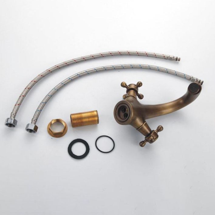 Industrial Wide Spread Bathroom 2 Faucet Cross Handles Lavatory Faucet Clearhalo 'Bathroom Remodel & Bathroom Fixtures' 'Bathroom Sink Faucets' 'Bathroom Sinks & Faucet Components' 'bathroom_sink_faucets' 'Home Improvement' 'home_improvement' 'home_improvement_bathroom_sink_faucets' 1200x1200_edbbdb2f-470e-4331-9327-80f2d5b2c512