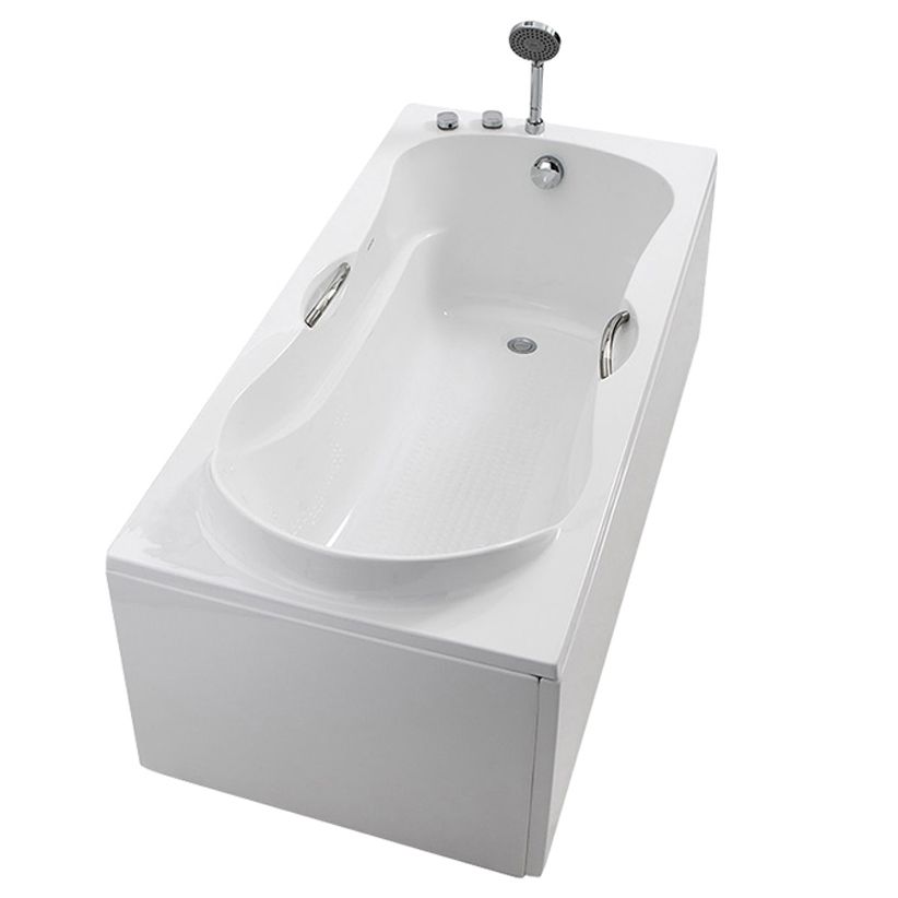 Acrylic Bath Soaking Back to Wall Bathtub in White , 29.53-inch Tall Clearhalo 'Bathroom Remodel & Bathroom Fixtures' 'Bathtubs' 'Home Improvement' 'home_improvement' 'home_improvement_bathtubs' 'Showers & Bathtubs' 1200x1200_edbc7f3f-e19d-4617-82a4-2898bccb75d1