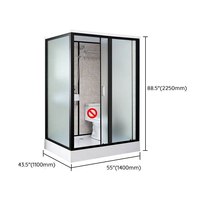 Framed Rectangle Frosted Corner Shower Stall with White Base Clearhalo 'Bathroom Remodel & Bathroom Fixtures' 'Home Improvement' 'home_improvement' 'home_improvement_shower_stalls_enclosures' 'Shower Stalls & Enclosures' 'shower_stalls_enclosures' 'Showers & Bathtubs' 1200x1200_edbf2856-6bca-4f13-ad63-58b0820cceef