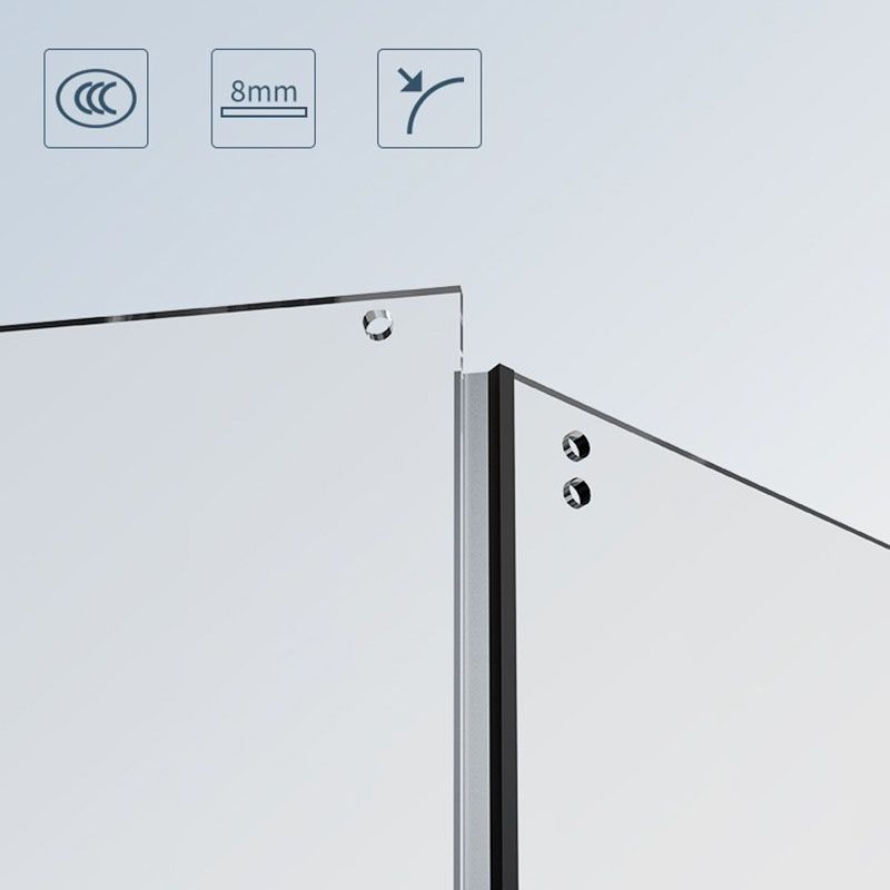 Black Neo-Angle Shower Enclosure Easy Clean Glass Shower Enclosure on Corner Clearhalo 'Bathroom Remodel & Bathroom Fixtures' 'Home Improvement' 'home_improvement' 'home_improvement_shower_stalls_enclosures' 'Shower Stalls & Enclosures' 'shower_stalls_enclosures' 'Showers & Bathtubs' 1200x1200_edc1ae3f-4a4d-43fc-b996-9164aa7055ca