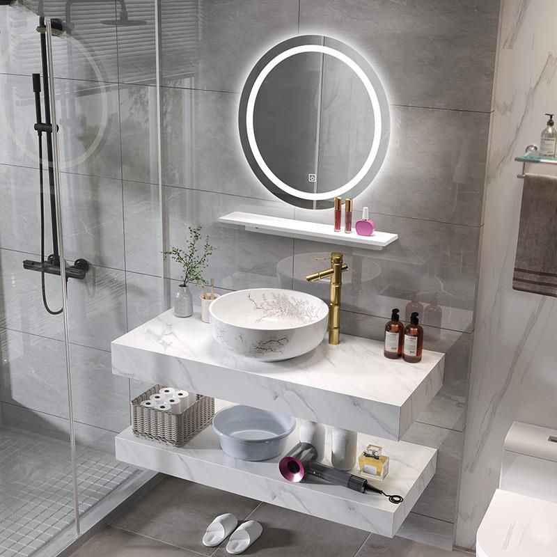 Contemporary Vanity Sink Wall-Mounted Bathroom Vanity Cabinet with Mirror Clearhalo 'Bathroom Remodel & Bathroom Fixtures' 'Bathroom Vanities' 'bathroom_vanities' 'Home Improvement' 'home_improvement' 'home_improvement_bathroom_vanities' 1200x1200_edf38f2b-6be6-4d20-9731-15b481a57eeb