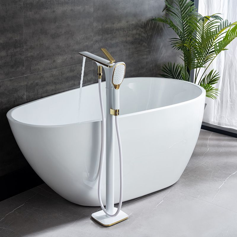 Modern Free Standing Tub Filler Faucet Copper with Hand Shower Freestanding Faucet Clearhalo 'Bathroom Remodel & Bathroom Fixtures' 'Bathtub Faucets' 'bathtub_faucets' 'Home Improvement' 'home_improvement' 'home_improvement_bathtub_faucets' 1200x1200_edf772c9-aab0-47cb-8aec-0d1548fd613a