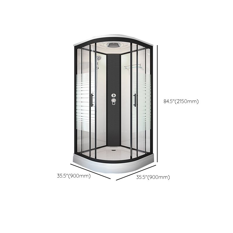 Striped Tempered Glass Shower Stall Black Double Sliding Door Shower Room Clearhalo 'Bathroom Remodel & Bathroom Fixtures' 'Home Improvement' 'home_improvement' 'home_improvement_shower_stalls_enclosures' 'Shower Stalls & Enclosures' 'shower_stalls_enclosures' 'Showers & Bathtubs' 1200x1200_edff8a9d-4239-49d1-a2c3-3ec7aca313de