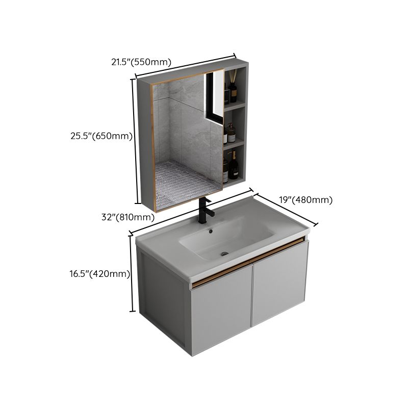 Wall Mount Bathroom Vanity Modern Gray Single-Sink Metal Frame Vanity Set Clearhalo 'Bathroom Remodel & Bathroom Fixtures' 'Bathroom Vanities' 'bathroom_vanities' 'Home Improvement' 'home_improvement' 'home_improvement_bathroom_vanities' 1200x1200_ee116f03-2f49-4633-8fe6-5e507a7835e4