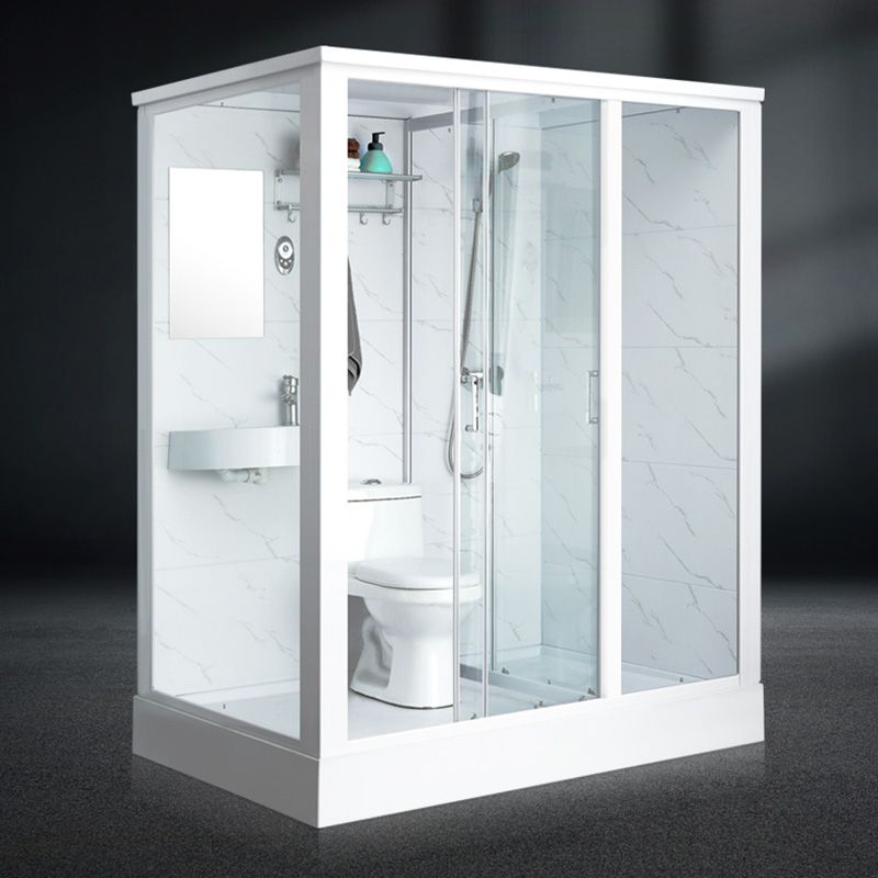 Linear Sliding Shower Enclosure Metal Framed Shower Enclosure with Tempered Glass Clearhalo 'Bathroom Remodel & Bathroom Fixtures' 'Home Improvement' 'home_improvement' 'home_improvement_shower_stalls_enclosures' 'Shower Stalls & Enclosures' 'shower_stalls_enclosures' 'Showers & Bathtubs' 1200x1200_ee67787c-6f98-426f-b88e-46c7c0626449