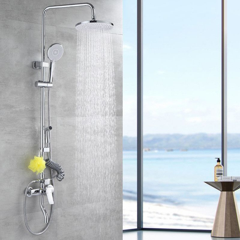 Brass Shower System Temperature Control Wall Mounted Shower Combo with Valve Clearhalo 'Bathroom Remodel & Bathroom Fixtures' 'Home Improvement' 'home_improvement' 'home_improvement_shower_faucets' 'Shower Faucets & Systems' 'shower_faucets' 'Showers & Bathtubs Plumbing' 'Showers & Bathtubs' 1200x1200_ee7e5172-4278-431e-b8d0-ed99b84a4c64