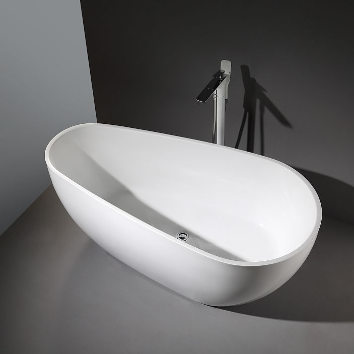 Modern Oval Bath White Acrylic Soaking Freestanding Back to Wall Bathtub Clearhalo 'Bathroom Remodel & Bathroom Fixtures' 'Bathtubs' 'Home Improvement' 'home_improvement' 'home_improvement_bathtubs' 'Showers & Bathtubs' 1200x1200_ee8c6302-10bc-4936-9610-30a86d800fa0