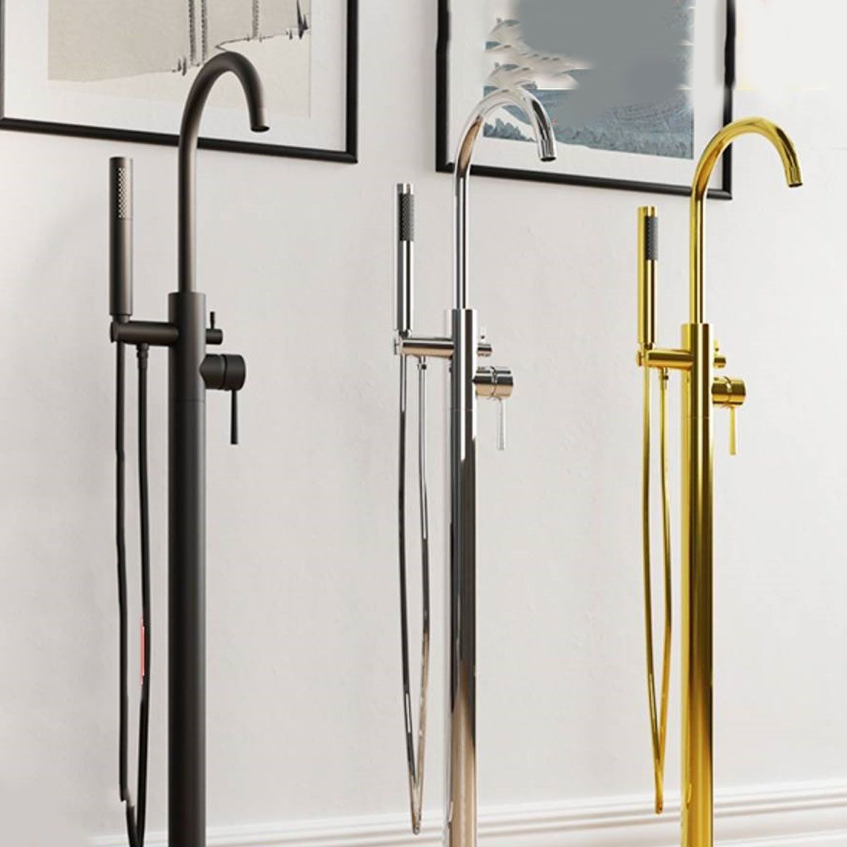 Modern Freestanding Tub Filler with 2 Handles Floor Mounted Bathroom Faucet Clearhalo 'Bathroom Remodel & Bathroom Fixtures' 'Bathtub Faucets' 'bathtub_faucets' 'Home Improvement' 'home_improvement' 'home_improvement_bathtub_faucets' 1200x1200_eea0efc8-30fb-439f-a42d-fced32d17915