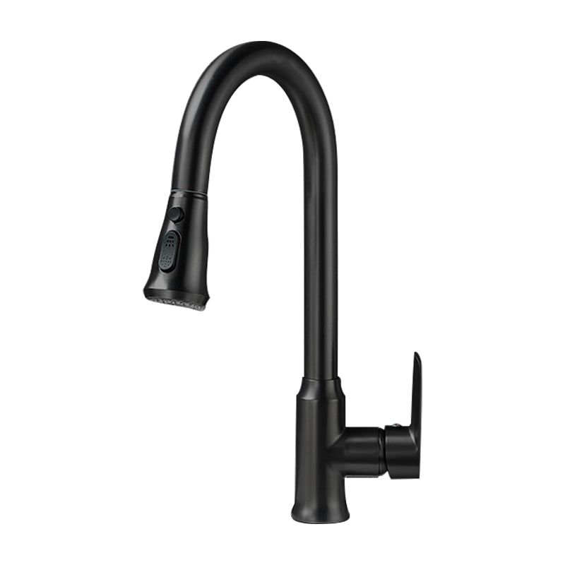 Modern Style Kitchen Faucet Brass 1-Handle High Arc Retractable Kitchen Faucet Clearhalo 'Home Improvement' 'home_improvement' 'home_improvement_kitchen_faucets' 'Kitchen Faucets' 'Kitchen Remodel & Kitchen Fixtures' 'Kitchen Sinks & Faucet Components' 'kitchen_faucets' 1200x1200_eea4bd46-d1a3-4e42-b014-884a4dfeb673