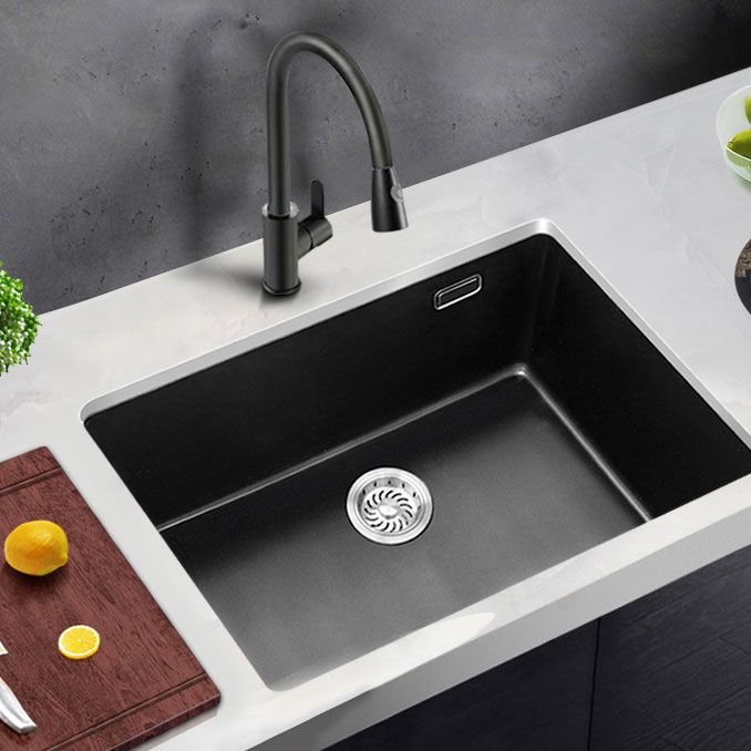 Rectangle Quartz Sink in Black Drop-In Kitchen Sink with Drain Assembly Clearhalo 'Home Improvement' 'home_improvement' 'home_improvement_kitchen_sinks' 'Kitchen Remodel & Kitchen Fixtures' 'Kitchen Sinks & Faucet Components' 'Kitchen Sinks' 'kitchen_sinks' 1200x1200_eeab0974-b068-4cee-94d5-deaf1bb95e94