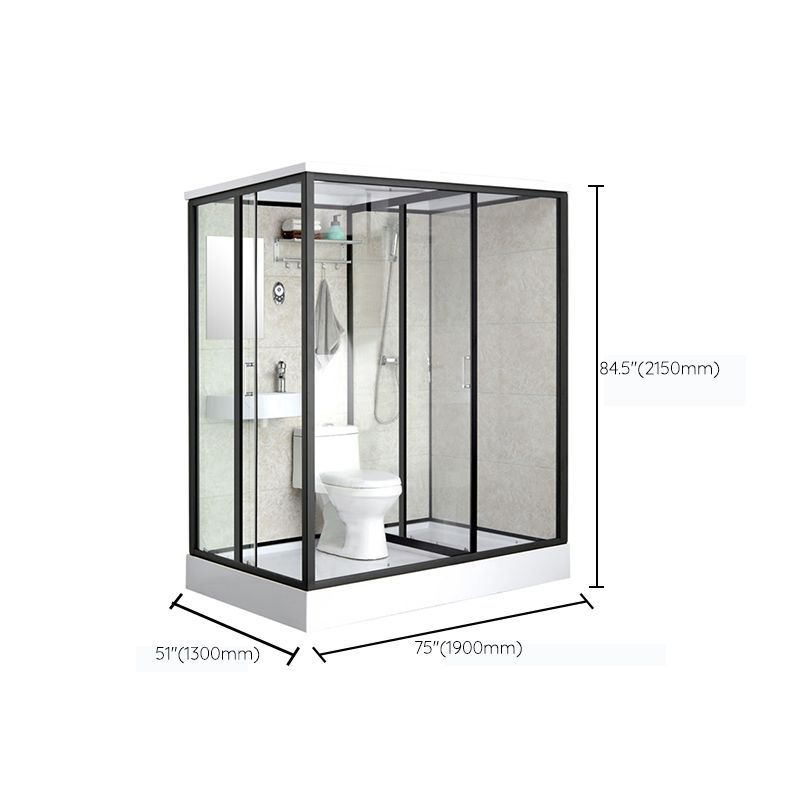 One Piece Tempered Glass Single Sliding Shower Enclosure White Frame Shower Enclosure Clearhalo 'Bathroom Remodel & Bathroom Fixtures' 'Home Improvement' 'home_improvement' 'home_improvement_shower_stalls_enclosures' 'Shower Stalls & Enclosures' 'shower_stalls_enclosures' 'Showers & Bathtubs' 1200x1200_eeca6c36-ae88-4e2c-b546-27617254717f